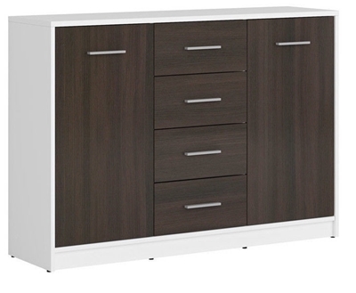 Picture of Black Red White Chest Of Drawers Nepo KOM2D4S White / Wenge