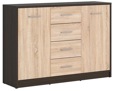 Picture of Black Red White Chest of Drawers Nepo KOM2D4S Wenge / Sonoma Oak