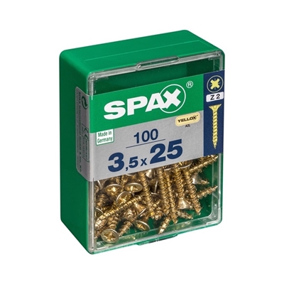 Picture of SCREW WOOD 3,5X25 YELLOW ZN 100 PSC (SPAX)