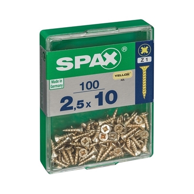 Picture of SCREW WOOD YELLOW ZN 2,5X10 PZ100 psc (SPAX)