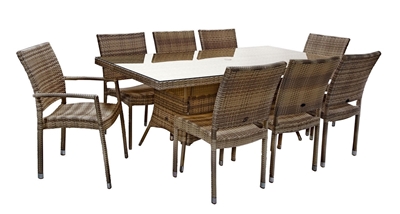 Picture of Home4you Wicker Garden Table And 8 Chairs Set Cappuccino