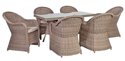 Picture of Home4you Toscana Garden Table And 6 Chairs Beige / Gray