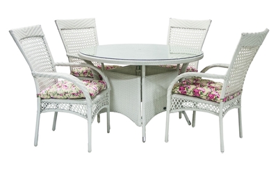 Picture of Home4you Whistler Garden Table And 4 Chairs White