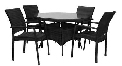 Picture of Home4you Wicker Garden Table And 4 Chair Set Black