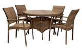 Show details for Home4you Wicker Garden Table And 4 Chair Set Cappucinno