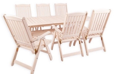 Picture of Folkland Timber Folding Garden Set Bavaria 6 White