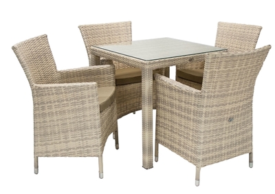 Picture of Home4you Wicker Table And 4 Chair Set Beige