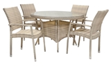 Show details for Home4you Wicker Garden Table And 4 Chair Set Beige
