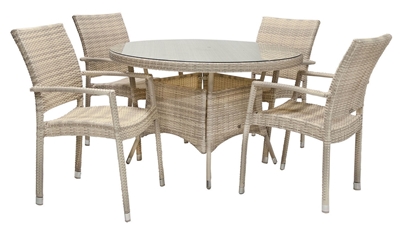 Picture of Home4you Wicker Garden Table And 4 Chair Set Beige