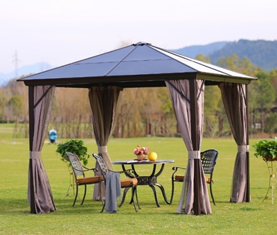 Picture of Home4you Sunset Gazebo w / Plastic Roof 3x3m Brown