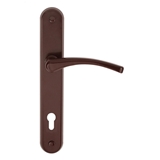 Show details for DOOR HANDLE WITH CYLINDER PLATE 85MM BROWN (BARCZ)