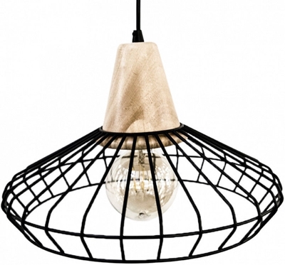 Picture of Eglo Norham 49779 Ceiling Lamp 60W E27 Black / Wood