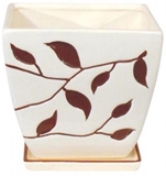 Show details for Polnix Deco 13 x 10cm Square Flowerpot with Decor