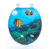 Show details for Toilet seat OKKO S701, blue with fish and soft coating