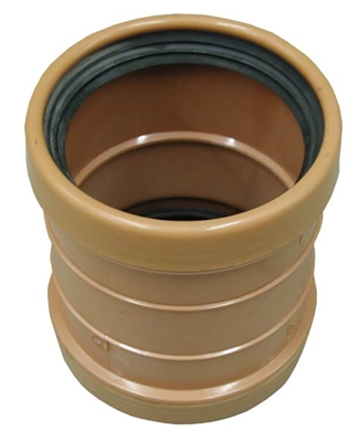 Picture of Double coupling PVC outdoor.can. 110 brown (Wavin)