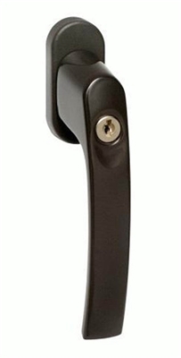 Picture of WINDOW HANDLE &quot;GAMMA&quot; WITH LOCK BROWN (BARCZ)