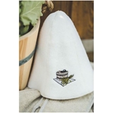 Show details for Bath hat with tub picture, white 100% wool