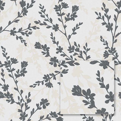 Picture of WALLPAPER FLYZEL 357057WHITE BLACK ZARI