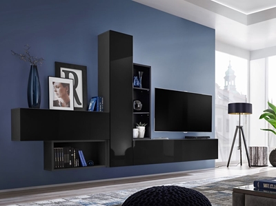 Picture of ASM Blox IV Living Room Wall Unit Set Black