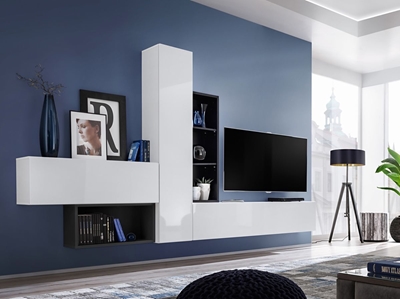 Picture of ASM Blox IV Living Room Wall Unit Set White/Black