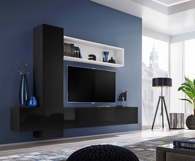 Picture of ASM Blox IX Living Room Wall Unit Set Black/White