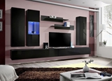Show details for ASM Fly E Living Room Wall Unit Set Horizontal Glass Black/Black Gloss