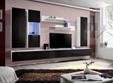 Show details for ASM Fly E Living Room Wall Unit Set Horizontal Glass White/Black Gloss