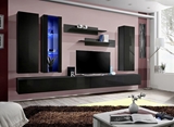 Show details for ASM Fly E Living Room Wall Unit Set Vertical Glass Black/Black Gloss