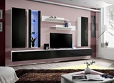 Show details for ASM Fly E Living Room Wall Unit Set Vertical Glass White/Black Gloss