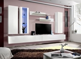Show details for ASM Fly E Living Room Wall Unit Set Vertical Glass White/White Gloss