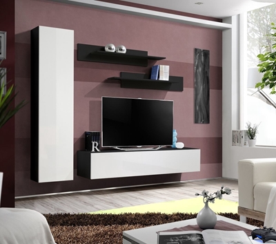 Picture of ASM Fly G Living Room Wall Unit Set Black/White Gloss