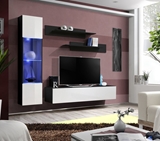 Show details for ASM Fly G Living Room Wall Unit Set Horizontal Glass Black/White Gloss