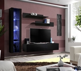 Show details for ASM Fly G Living Room Wall Unit Set Vertical Glass Black/Black Gloss