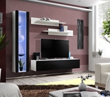 Show details for ASM Fly G Living Room Wall Unit Set Vertical Glass White/Black Gloss