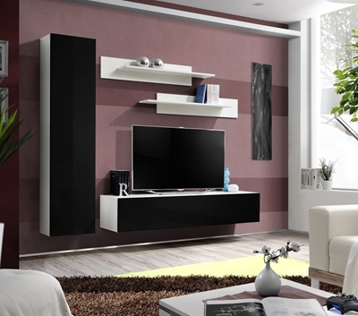 Picture of ASM Fly G Living Room Wall Unit Set White/Black Gloss