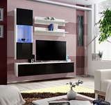 Show details for ASM Fly H Living Room Wall Unit Set Horizontal Glass White/Black Gloss
