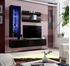 Picture of ASM Fly H Living Room Wall Unit Set Vertical Glass Black/Black Gloss