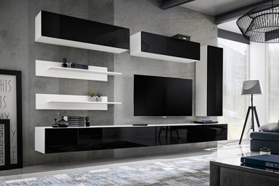 Picture of ASM Fly L1 Living Room Wall Unit Set Black/White