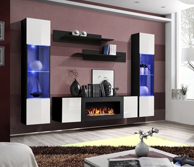 Picture of ASM Fly M3 Living Room Wall Unit Set White/Black