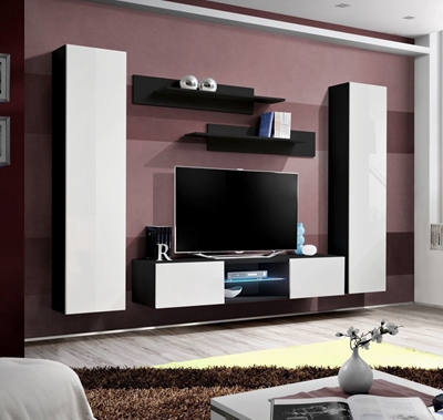 Picture of ASM Fly O1 Living Room Wall Unit Set White/Black