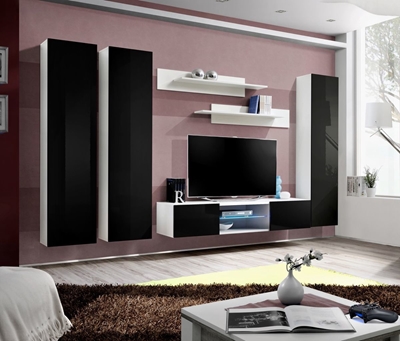 Picture of ASM Fly P1 Living Room Wall Unit Set Black/White