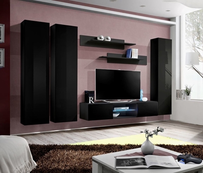 Picture of ASM Fly P1 Living Room Wall Unit Set Black