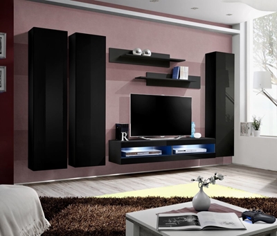 Picture of ASM Fly P6 Living Room Wall Unit Set Black