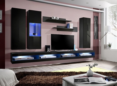 Picture of ASM Fly Q10 Living Room Wall Unit Set Black