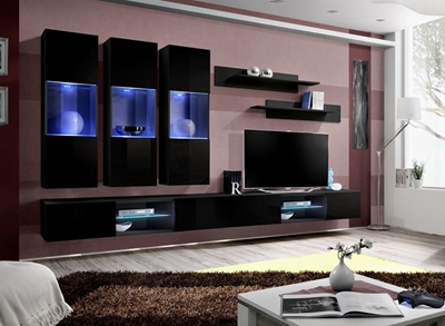 Picture of ASM Fly Q2 Living Room Wall Unit Set Black