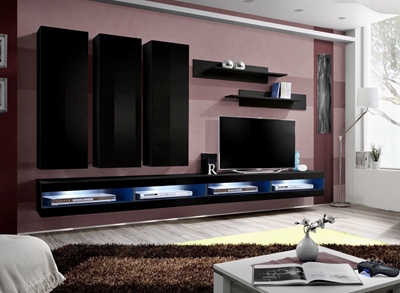 Picture of ASM Fly Q6 Living Room Wall Unit Set Black