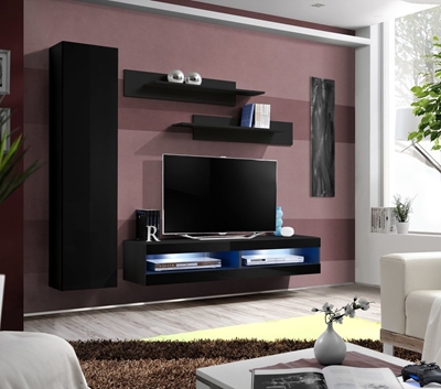 Picture of ASM Fly R4 Living Room Wall Unit Set Black