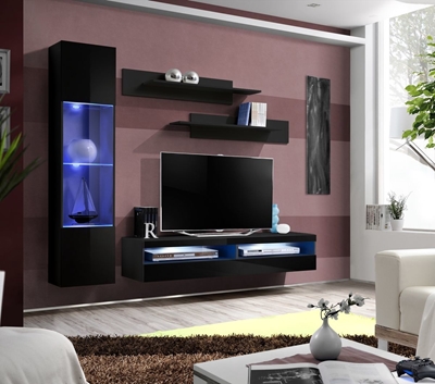 Picture of ASM Fly R9 Living Room Wall Unit Set Black