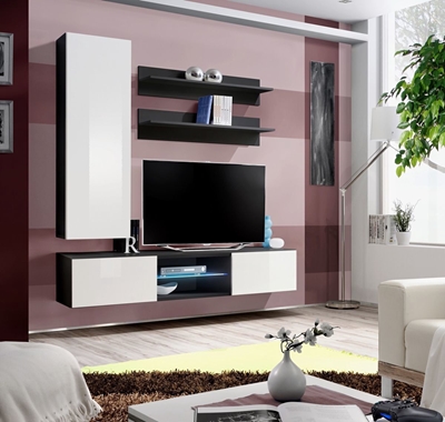 Picture of ASM Fly S1 Living Room Wall Unit Set White/Black