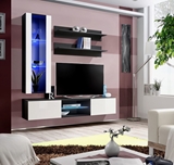 Show details for ASM Fly S2 Living Room Wall Unit Set White/Black